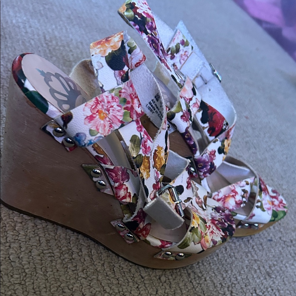 Fergalicious Multicolor Floral Wedges